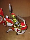 Vintage Knight On Horse  Mechanical Tin Wind-up Toy W  Box Works     1247