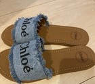 Chloe Kids Denim Lace Up Sneakers Blue Indigo Shoes Girls Women Size Eu 38 New