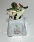 Vintage Japan Nodder Fish Salt Pepper Shaker Set Flower Base Fort Kent Me 