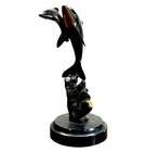 Spi Bronze Dolphin Sculpture With Marble Base Marine Life Design Vintage Conditi