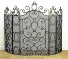 Antique Brass Finish 5 Panel Fireplace Fire Screen Old World Iron Large 58 w