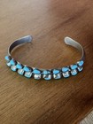 Circa 1940s Sterling And Turquoise Bracelet 18g Large Size