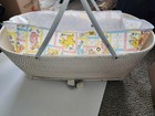 Antique White Wicker Baby Bassinet Day Crib Vintage Woven Handles