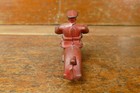 1930 s Antique Hubley Cast Iron Policeman Motorcycle Red W black Tires 4    Long