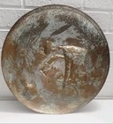 Vintage Antique Hammered Farmer Copper Round Plate  Decor 15 