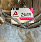 Brand New Girls Reebok Set Of 2 Seamless Bralettes sports Bras Pink gray L 12-14