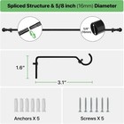 Black Curtain Rod 28-48 Inch Adjustable 5 8  Metal Window Curtain Rod Set