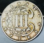 1854 Three Cent Silver Piece Trime 3cs Type 2 Ungraded Choice Us Coin Cc29397