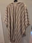 Gorgeous Neutral Striped Wool Shawl Handmade In Oaxaca  Mexico