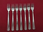 Victors Co  3-tine Relish Cocktail Seafood Forks Set Of 7 Silver Plate Vintage