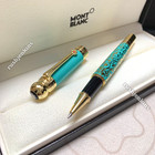 Montblanc Luxury Turquoise Gold Pattern Rollerball Pen Elegant Rare Vip Gift Box