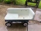Antique Vintage White Farmhouse Cast  Iron Sink Corner Wall Mount