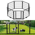 8-panel Dog Playpen Pet Exercise Pen Metal Dog Crate Kennel Fence Outdoor indoor