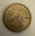 1955 Canada 10 Cents Queen Elizabeth Ii Dime Coin - 0 80 Silver