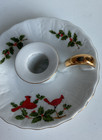 Vintage Lefton China Holly Berry Taper Candle Holder Gold Trim 04554 Japan