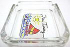 New Jersey Souvenir Glass Ashtray Mary Ellis Abstract Graphic Sailboat Sun Fish