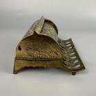 Antique Ornate Eastlake Roll Top Brass Double Inkwell -