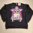 Cakeworthy X Furby 90s Airbrush Sweatshirt Crewneck Pullover Black Unisex Size L