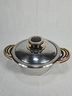 Vtg German Pan 7 5    Lid 18 10  Stainless Steel Brass Bakelite Double Handled