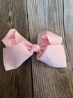 Pink Girls Large 6  Grosgrain Knotted Boutique Hair Bow Alligator Clip