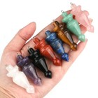 Natural Crystal Gemstones Dowsing Cone Pendulum W  Chain Point Pendant Chakra