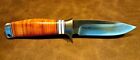 Browning Stacked Leather Fixed Blade Hunting Camping Fixed Blade Knife W sheath