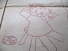 Vtg Rare 1940 s Mo Red Embroidery Transfer Pattern Black Girl Doll Tea Towels