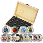          Canada Colored Toonie  2 Dollar 13-coin Full Set In Wood Case Box 2017-2025