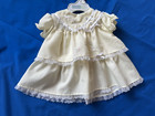 Vintage Baby 6 9m Dress Girls Yellow Chiffon Embroidery Birds Floral Lace Doll