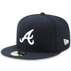 New Era Atlanta Braves 5950 Navy White Fitted Hat Mlb Youth Boys Cap Size 6 3 8
