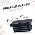 2 Inch Rectangle Plastic Plug Insert Black End Cap For Metal Tubing 10 Pack