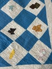 Antique Cotton Patchwork Quilt Blue White Handmade Square Blocks 48   x 36   