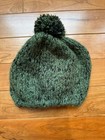 Unbranded Forest Green Chunky Knit Pom Beanie Slouchy Winter Hat Marled Black
