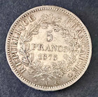 1875  France 5 Francs Silver Coin - Ships Free