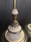 Pair Of Vintage Heavy Stiffel Fine Brass And Enamel Table Lamps