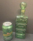 Vintage Oggi Tall 10  Green Glass Bottle Decanter With Corked Stopper - Spain  