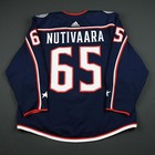 2017-18 Markus Nutivaara Columbus Blue Jackets Game Used Worn Nhl Hockey Jersey
