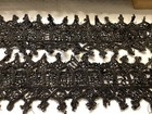 1743    vtg Antique Fancy Jet Black Glass Bead Trim Lot 1800s  3 Pcs  3-1 4    Wide