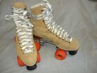 Vintage 130m Riedell Roller Skates Tan Suede Size 8 W  Suregrip Super X 5r Plate