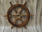 Maritime Wooden Ship Steering Wheel Pirate Decor Wood Brass Fishing Wall Boat