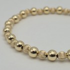 6 25  14kt Gold-filled 5mm Round   4mm Corrugated Bead Stretch Bracelet New 