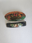 Set Of  2x  Vintage Russian Folk Tale Art Hand-painted Barrette   Hair Clip 