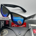 54-16mm Ray-ban Classic Polarized Sunglasses Justin Rb4165 Blue Lens Black Frame