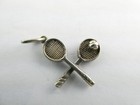 Tiffany And Co Sterling Silver Tennis Racket Pair Ball Charm Pendant 2g 21mm