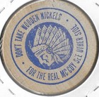 1855-1980  Goldfield  Iowa  125th Anniversary  Token  Indian Head Wooden Nickel