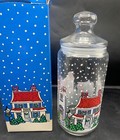 Vintage 90 s Dunkin Donuts New In Box Glass Christmas  Canister  Jar s 