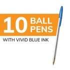 Pack Of 10 Ballpoint Pen - Blue Ink Ball Point Pens For Office Writing School