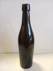 Antique Mid 19th Century 3 Piece Mold Black dark Amber Beer Bottle With Blob Top