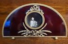 Set Of 2 Bejeweled Enamel Fan Shaped Antique Look Photo Frames 2  Circle Photo