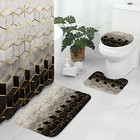 4 Pcs Bathroom Shower Curtain Set With Non-slip Rugs  Toilet Lid Cover And Bath